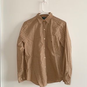 Ralph Lauren Beige Checkered Plaid Button Up